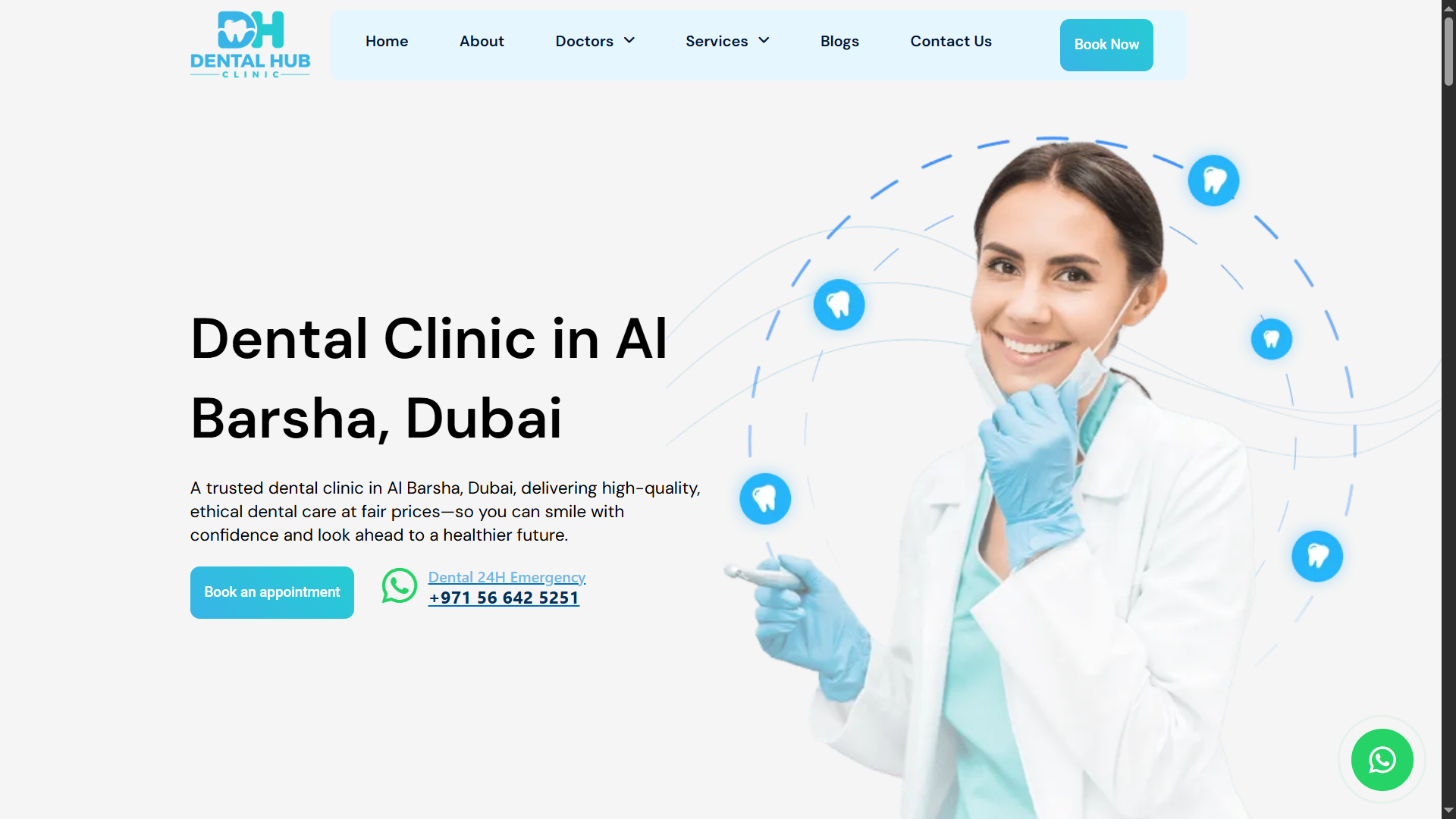 Dental Hub website home page.
